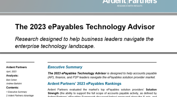 Ardent Partners Launches 2023 ePayables Technology Advisor Report